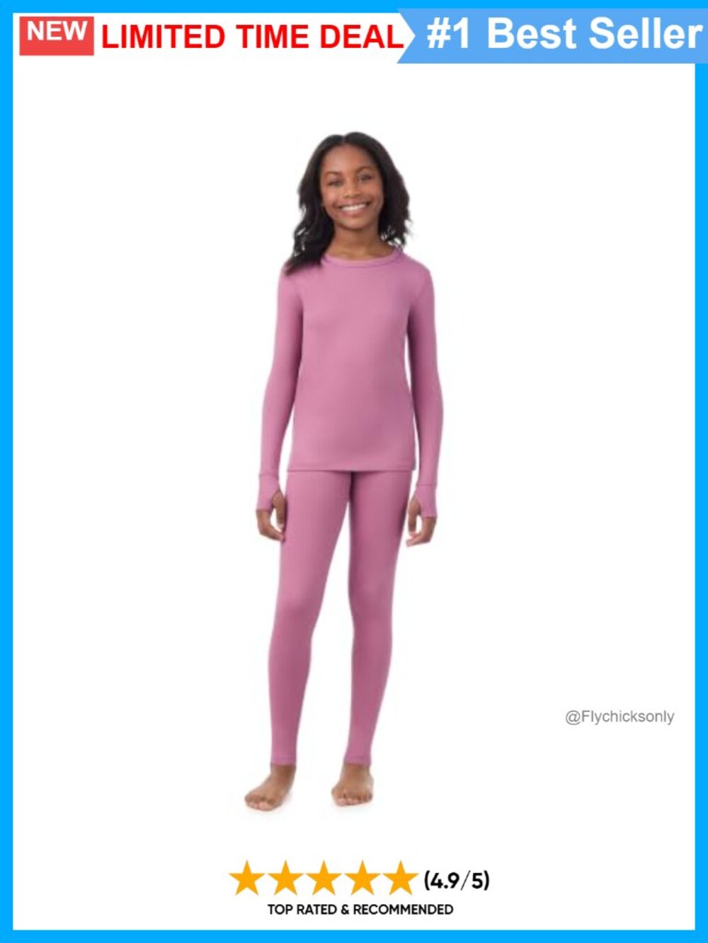 Heavyweight Thermal Base Layer Set Girls Fitted Long Sleeve Leggings